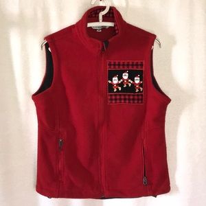 Holiday/Christmas embroidered fleece jacket vest Size M